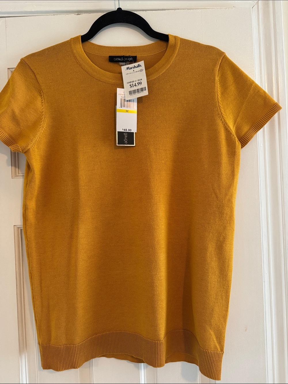 Cable & Gauge Girls' Mustard Yellow Short-Sleeve Knit Top